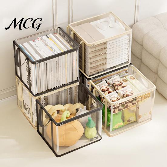 Stationery Storage Bag Clothes Bag, Transparent Large Capacity Book Organizer, with Zipper Desktop Solution And Handle Design, Portable for