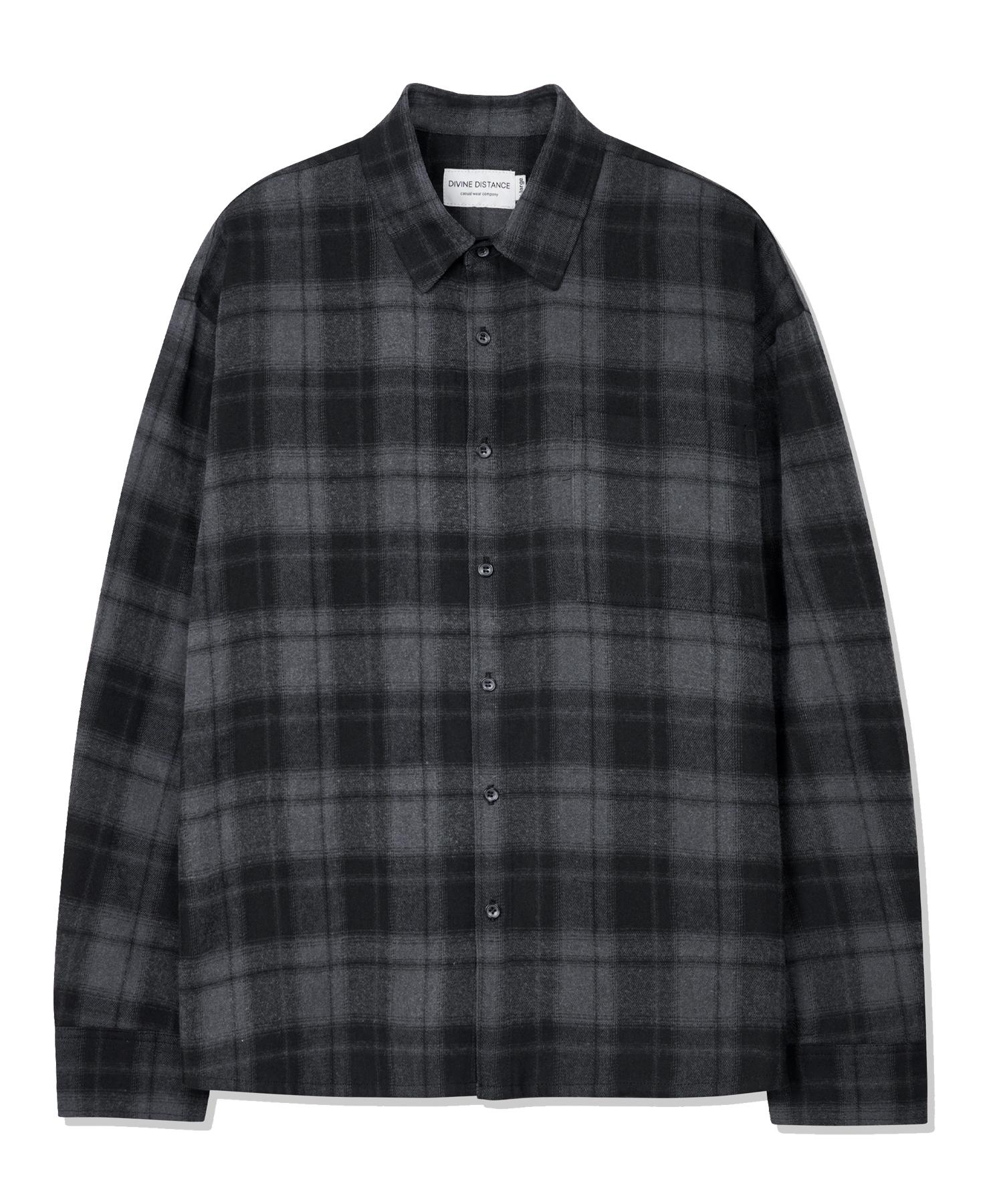 Divine Distance Cozy Smooth Color Check Shirt [Gray] M