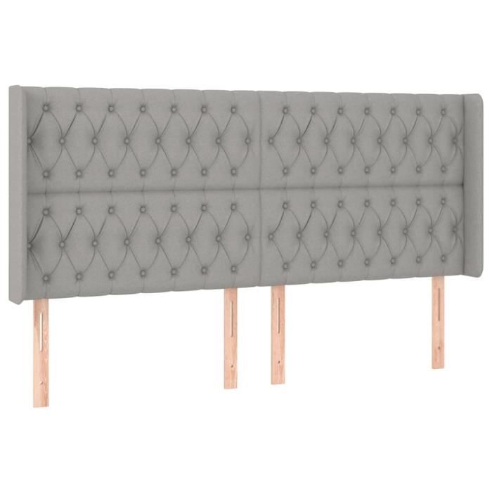 VidaXL Headboard with Ears Light Grey 183x16x118-128 Cm Fabric3119930