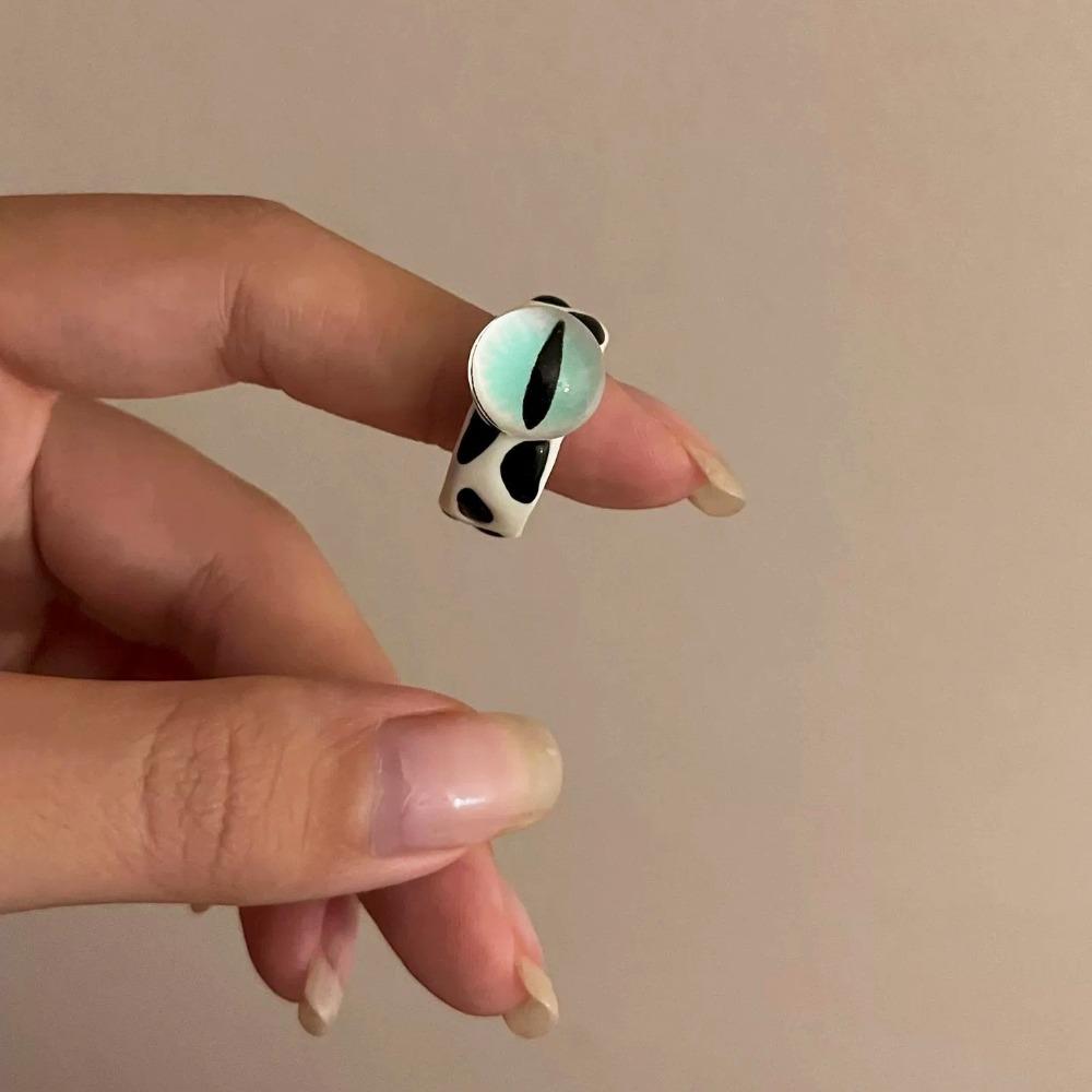 Retro Demon Eye Ring Y2K Macaron Color Ring Personality Exaggerated Ring  Decoration Style3