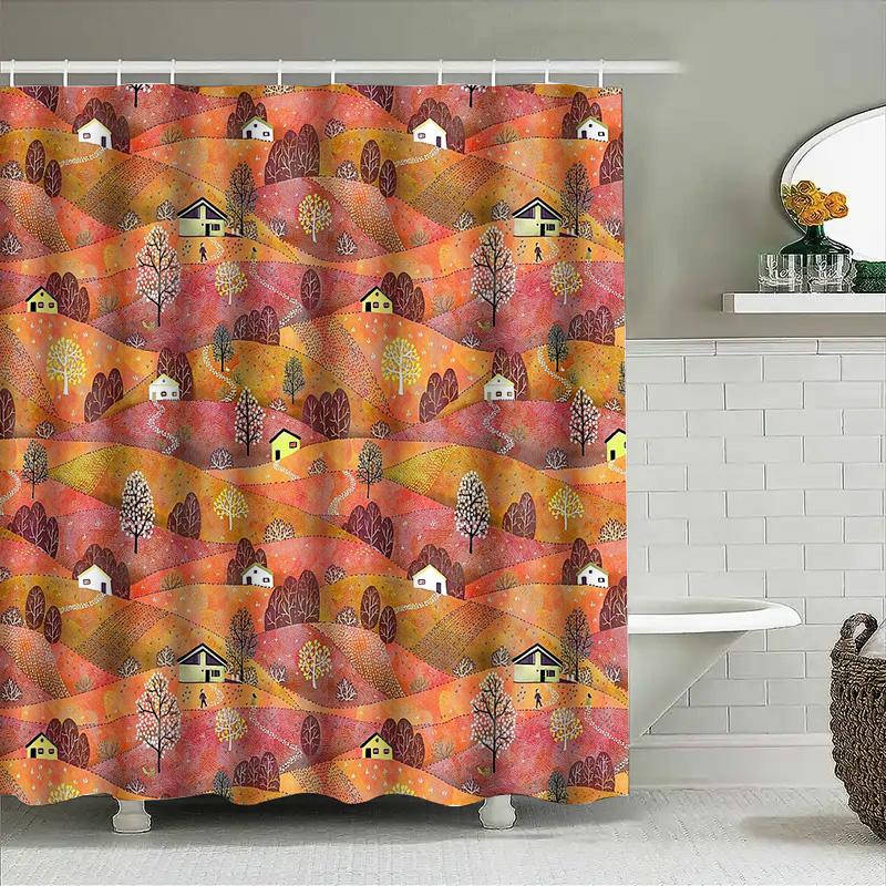 Botanical Shower Curtain Vintage Landscape Decor Farmhouse Bathroom Set Rustic Floral Print Nature Inspired Cottagecore Aestheti
