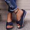 2025 Foreign Trade Large Size Cool Slippers Women's New European and American Casual Hollow Buckle Wedge Slippers Open-toed Sandals
