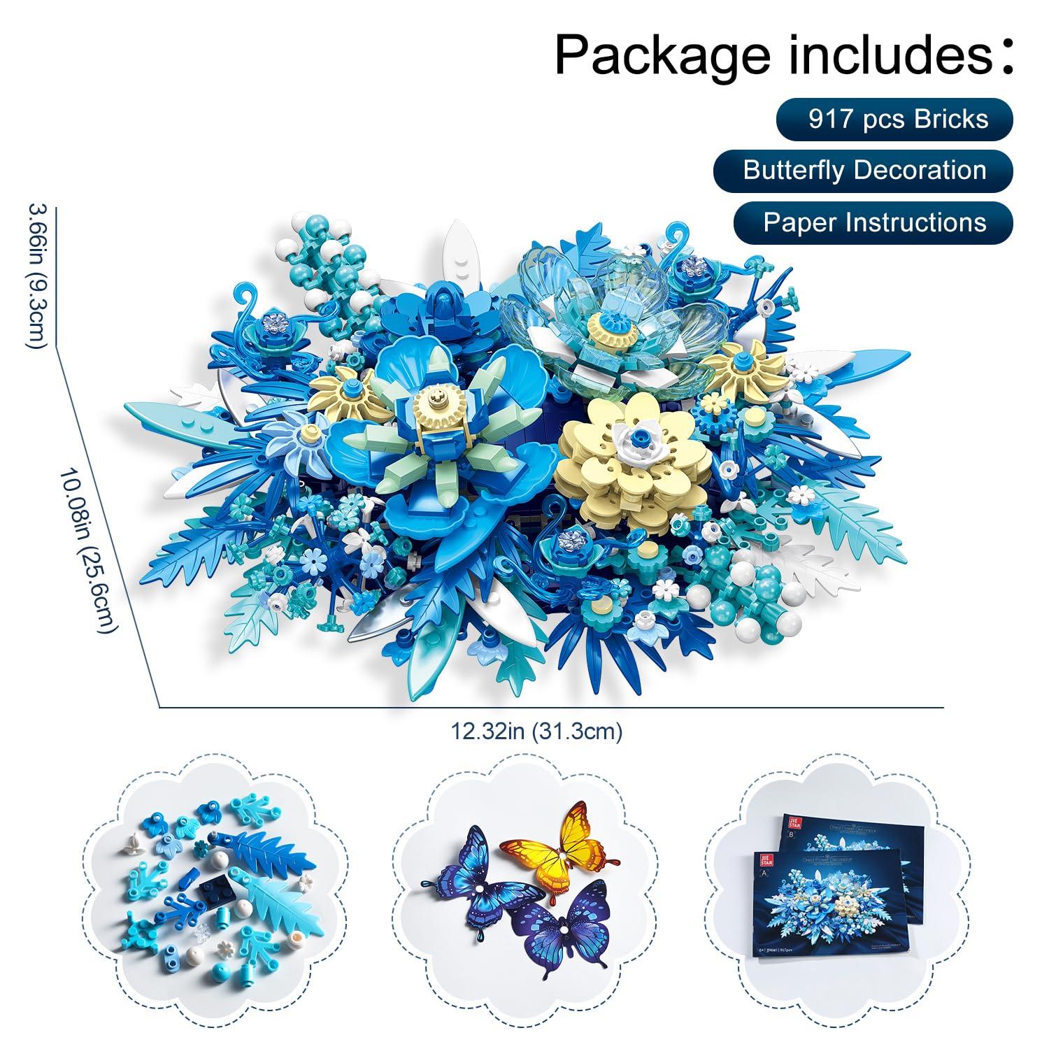 High-Quality 917Pcs High-Quality Blue High-Quality Flowers High-Quality Building High-Quality Blocks High-Quality Sets High-Quality For High-Quality