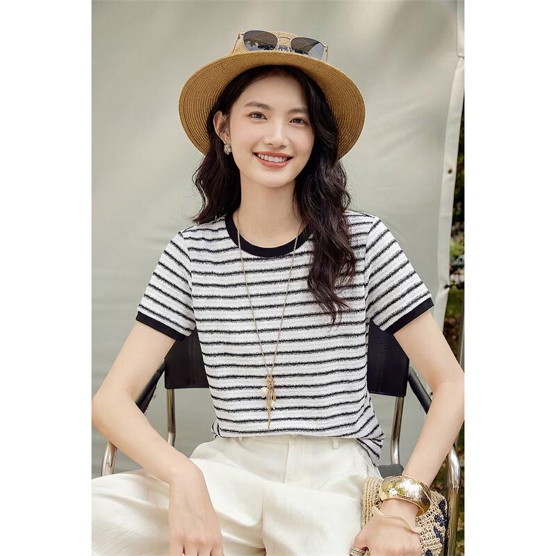 Women's Elegant Striped Short-Sleeve T-Shirt