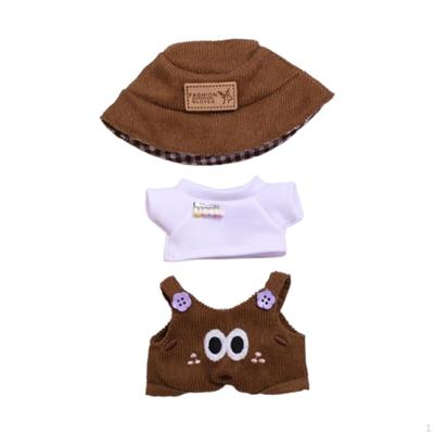 15-17cm Ubranka dla pluszowej lalki Śliczny T-shirt Ogrodniczki z kapeluszem,Kostiumy,DIY Wypchana lalka,Ubieranie
