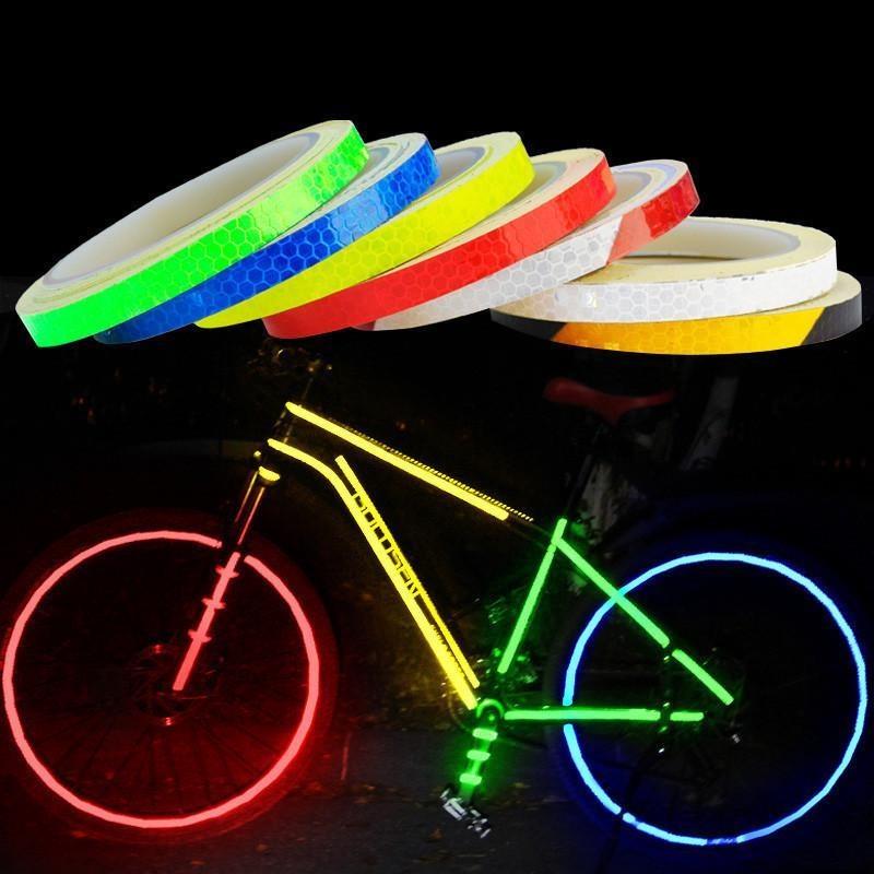 1cm*8m Samolepky na kolo Reflexní páska Fluorescenční MTB kolo Cyklistické proužky Pásky pro cyklistickou helmu Motocykl Skútr