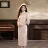 Pink national style new Chinese Suzhou long-sleeved autumn cheongsam improved young 1011 new women's high-end feeling spring and autumn