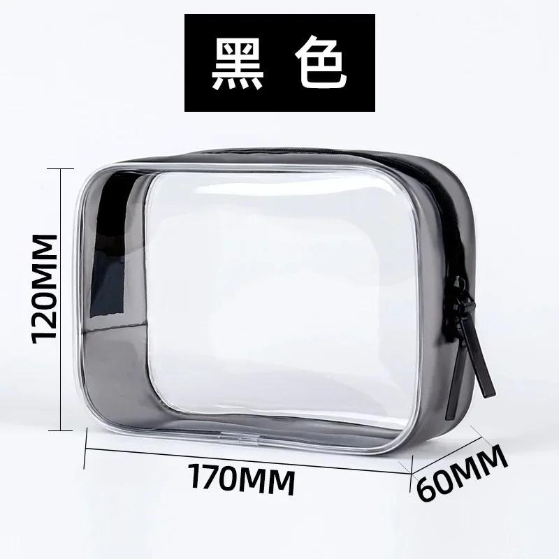 

PVC Transparent Cosmetic Bag Men Women Zipper Clear Makeup Bags Beauty Case Travel Organizer Storage Bath Toiletry Wash Bag чёрный