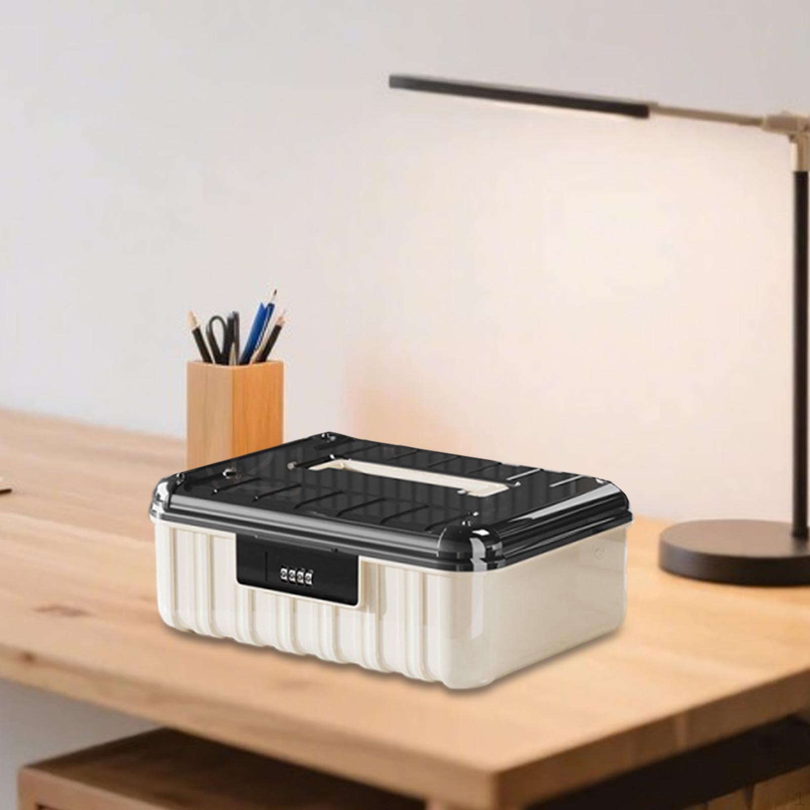 

Запираемый ящик для хранения Органайзер для документов Кейс Многоцелевой кодовый замок Коробка Гараж 30.5x24x11.8cm