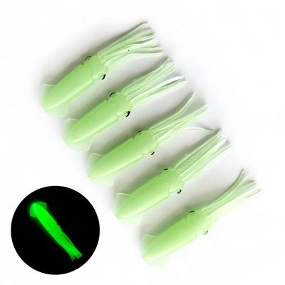 7,5cm Leuchtende Oktopus Tintenfisch Köder, 3g, Leuchtendes PVC Weichköder, 5 Stück