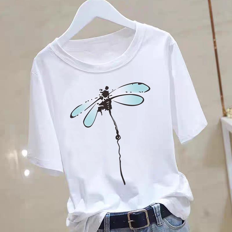 A New Heart-shaped and Cute Women's Commuter Instagram Summer Printed Short-sleeved Round-neck T-shirt Women Clothing Graphic