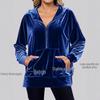 Autumn/Winter Women's Hooded Long-Sleeve Velvet Top - European/American Style