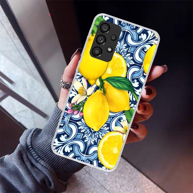 Mediterranean Lemon Phone Case For Samsung Galaxy A12 A52S A42 A32 A22 A51 A50 Note 20 Ultra 10 S10 Plus A71 A70 A31 A30 A10S Ga