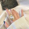 Women Irregular Shape Metal Ring With Imitation Pearl Gold Plating Geometric Finger Ring Ins Style Simple Design Women Jewelry