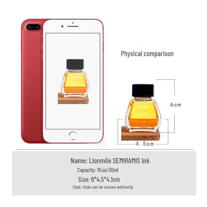 Semiramis Lionmel Importovaný Nebonbový Barevný Inkoust do Plnicího Pera (30 ml) se skleněným plnicím perem