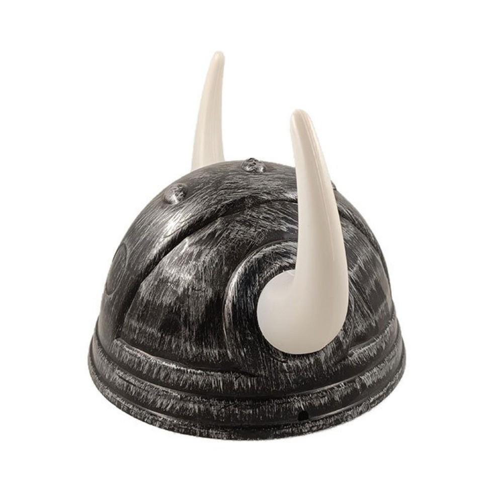Plastic Viking Horn Hat Helmet Antiqued Head Ornament Halloween Cosplay Masquerade Ox Decors Realistic with Braids