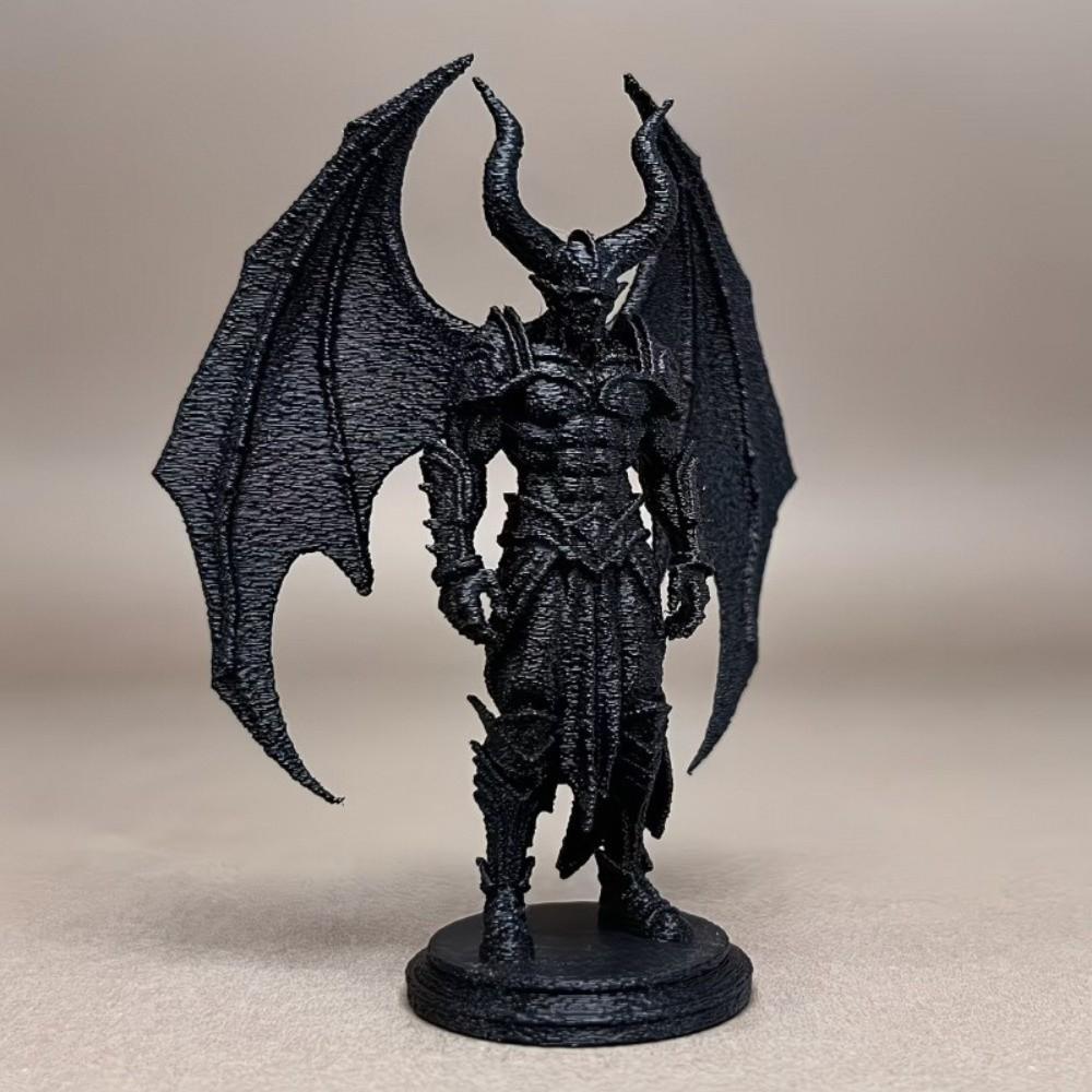Halloween Demon Knight Figurine 3D Printed Desktop Ornament Black Demon Statue Table