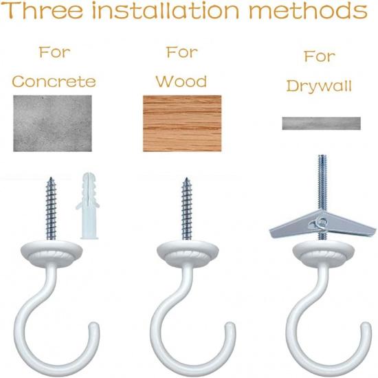Ceiling Hook Large Swag Heavy Duty Hook with Hardware for Hanging Plants Ceiling Easy tallation Cavity Wall Dry Wall Indoor & Outdoor (2 Sets White)