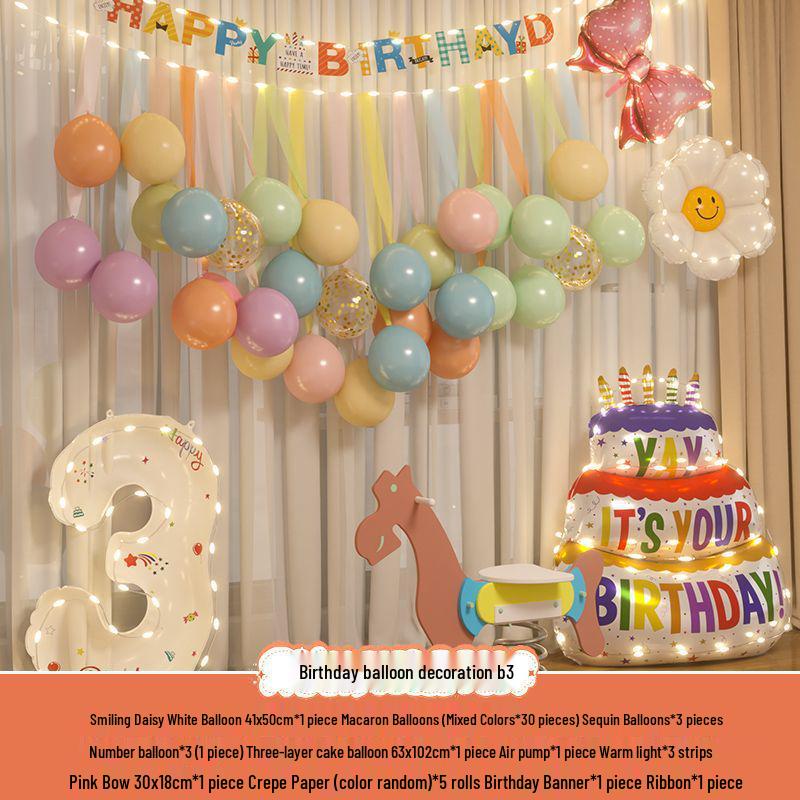 Xiaohongshu First Birthday Balloon Decoration Set for Boys and Girls: Party Background Scene Arrangement