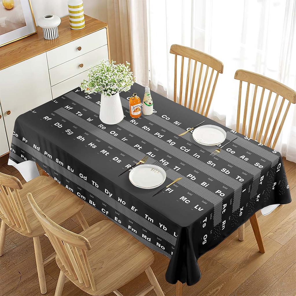 Periodic Table of Elements Rectangular Tablecloth Chemistry Topic Creative Tablecloth Decorations for Kitchen Ding Rom Party