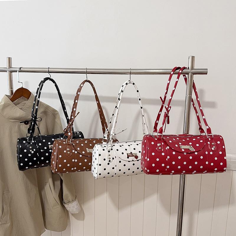 Damen Mode Koreanischer Polka Dot Print Retro Vielseitig Lässig Einzelne Schulter Unterarmtasche