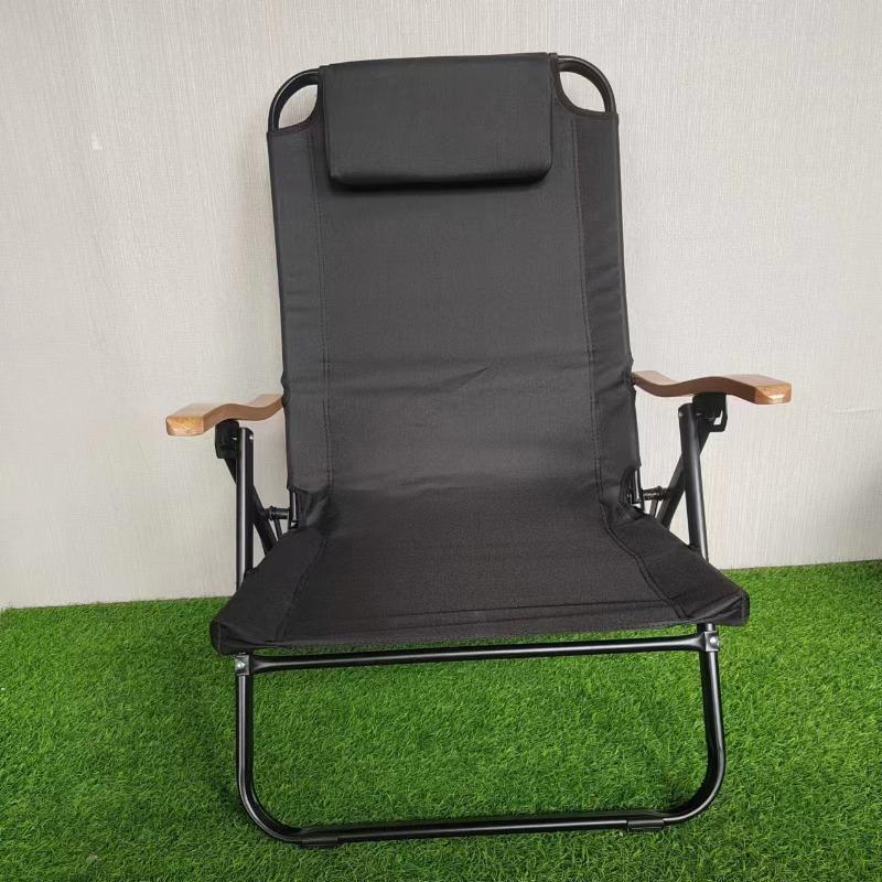 

Aluminum Folding Camping Chair 4-Position Wood Grain Canvas Chair Lightweight Portable for Office Outdoor Hiking чёрный