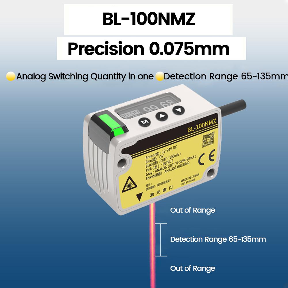 Laser Displacement Distance Sensor Thickness Measurement Height Sensor High Precision 1.111mm Analog 181 Output Transmitter