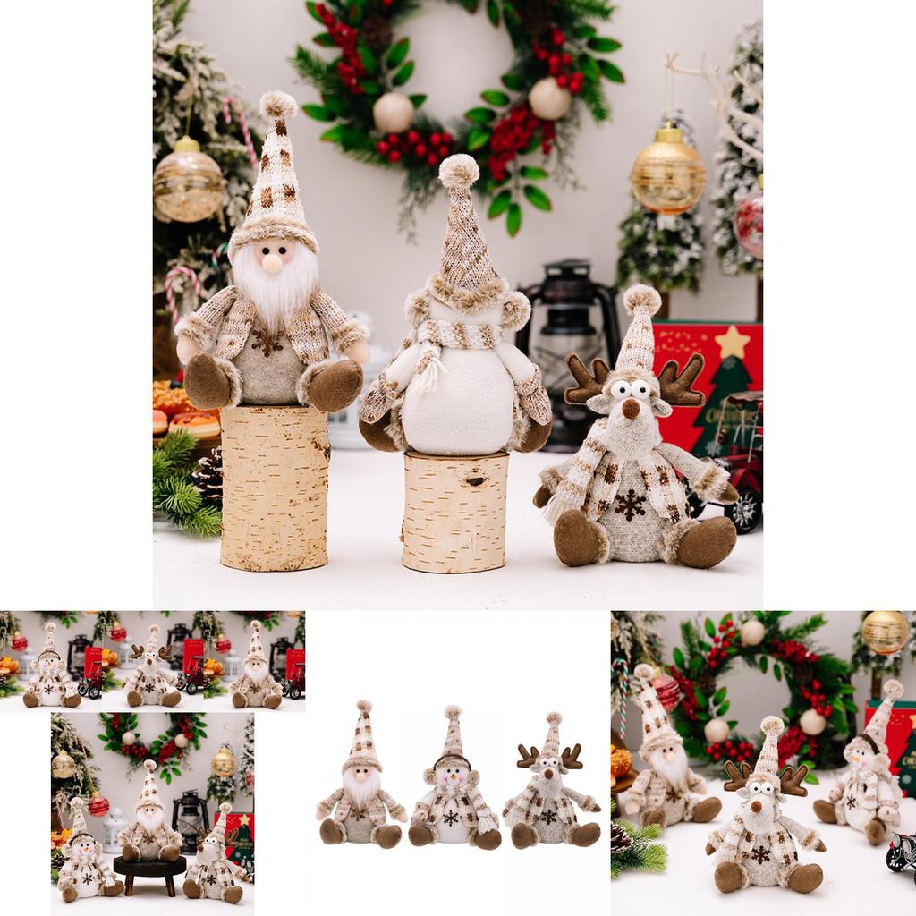 Charming Christmas Decor Nordic Sitting Santa Snowman And Reindeer Plush Dolls