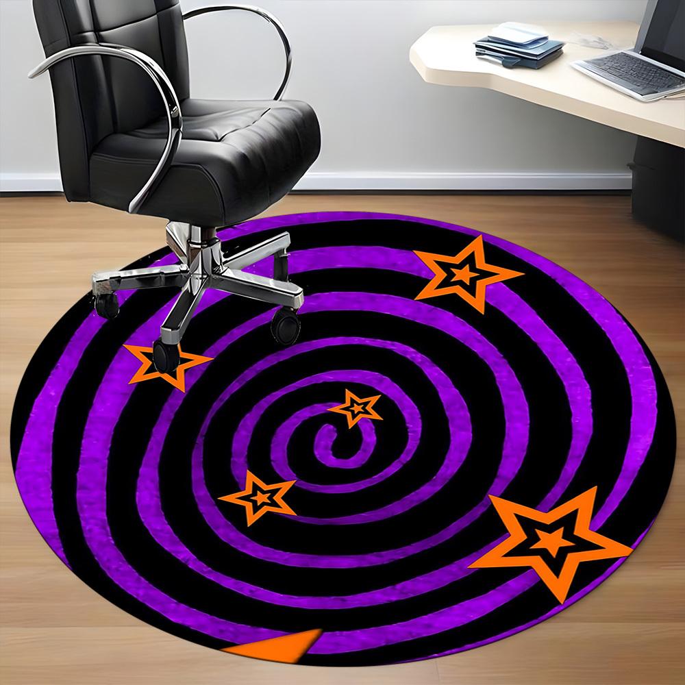1pc Spiral Stars Office Round Area Rug, Indoor Mat Suitable ForOffice, Under Office Chairs Bedroom Living Room Home Decor T197