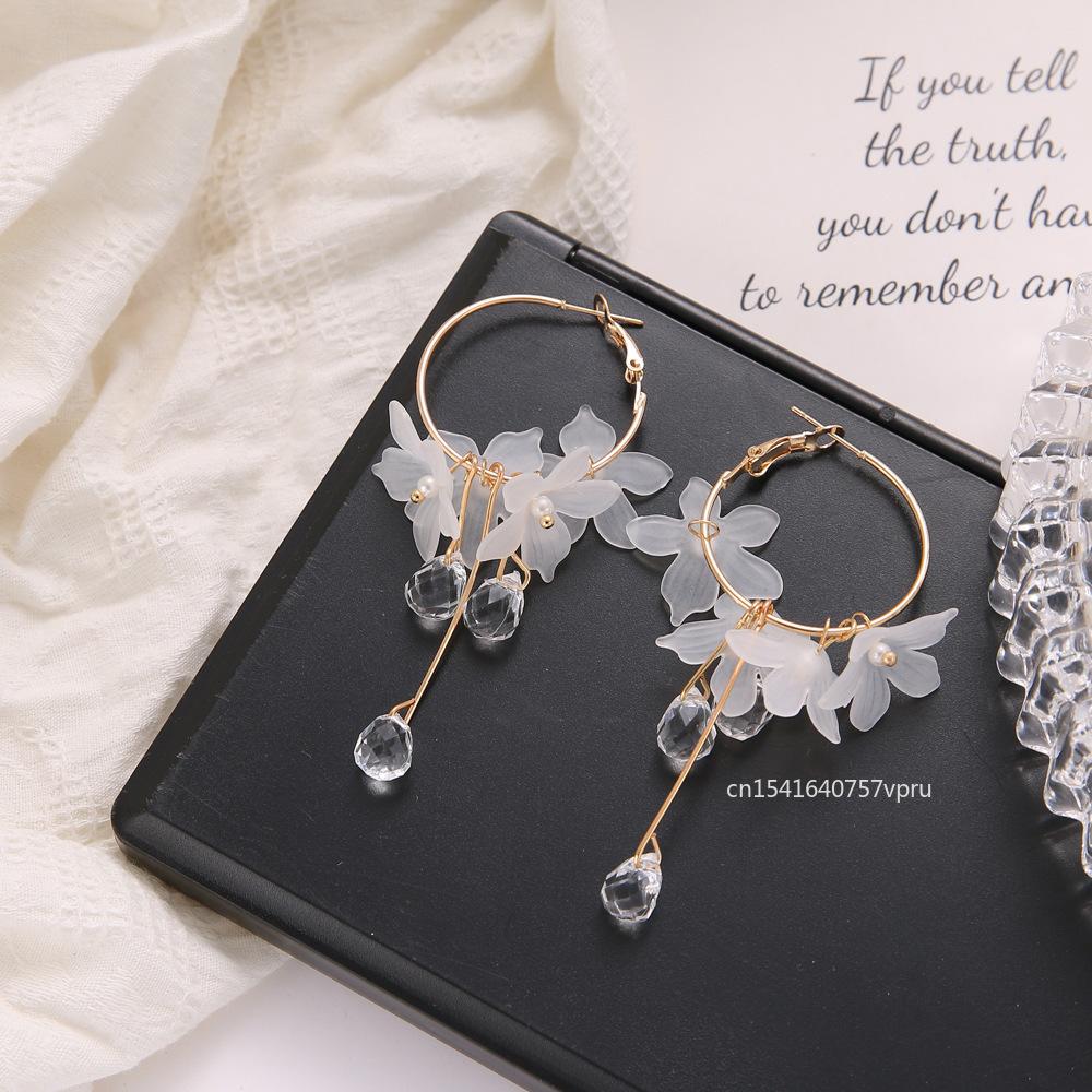 Bohemia Flower Earrings Women Fashion Long Hanging Earrings Crystal Female Wedding Earings Party Jewelry