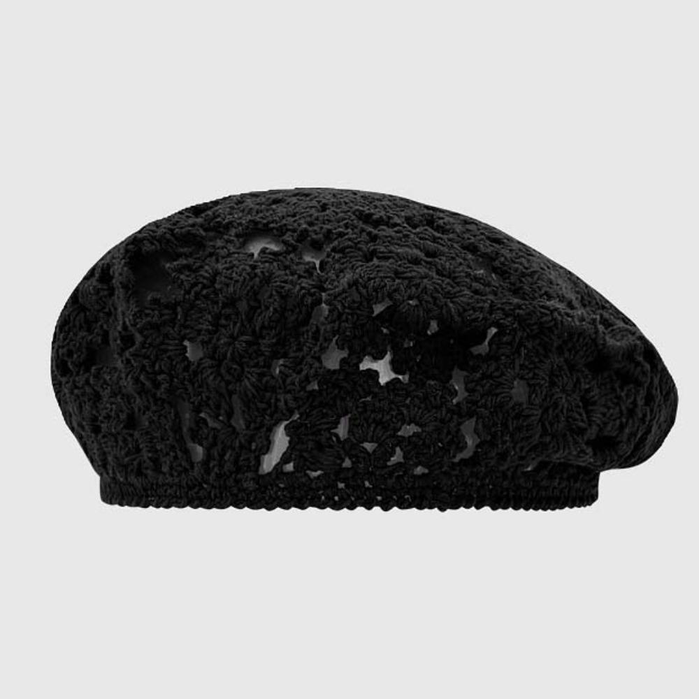 Cotton Lace Hollow Flower Hat Breathable Spring Crochet Knitted Cap Hollowed Out Beret Hat  Holiday