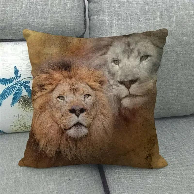 Lion Tiger Zebra pattern Double-sided Printed pillow cover Short plush Suitable living rooms bedrooms sofas throw cushion cover