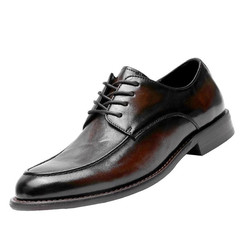 DESAI Men s Hand-Grained Burnished Leather Derby Shoes 38