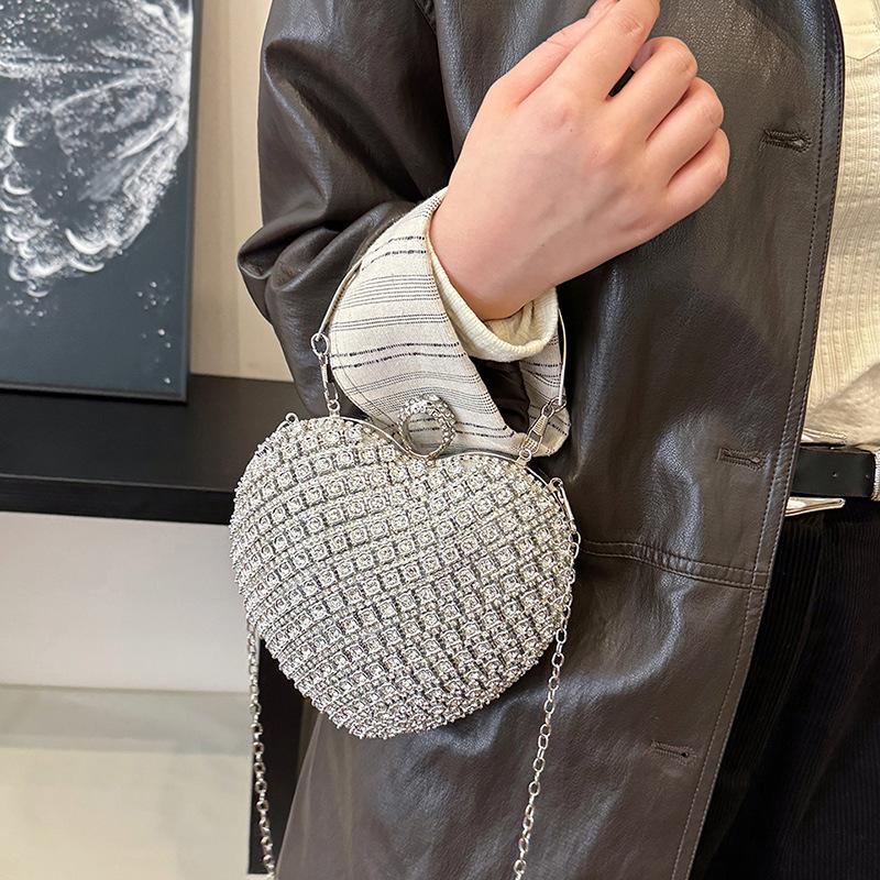 Luxus Damen Diamant Abendtaschen Damen Strass Glitzer Party Clutch Tasche Herz Geldbörse