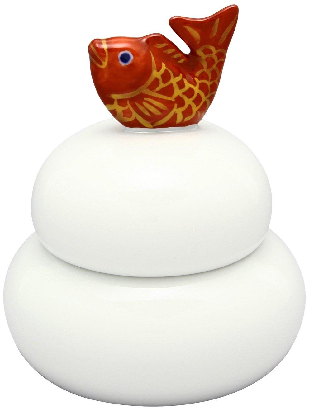 

Imari ware sea bream kagami mochi-shaped lidded container