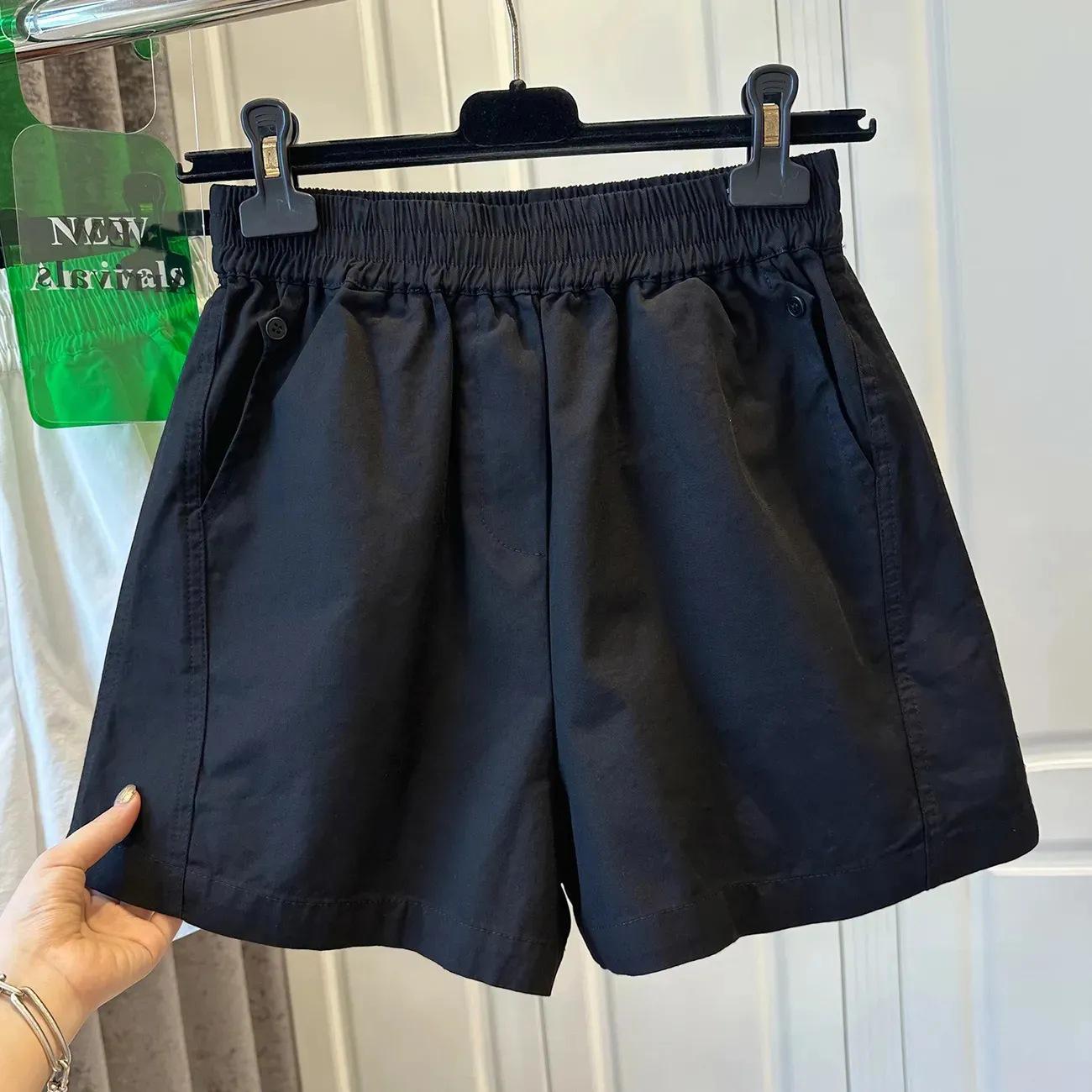 

100% Чистый Хлопок Эластичная Талия Повседневные Шорты с Широкими Штанинами Женские с Высокой Посадкой и Лоскутной Отделкой Пуговицами - Лето 2025 2XL for 125-140 jin