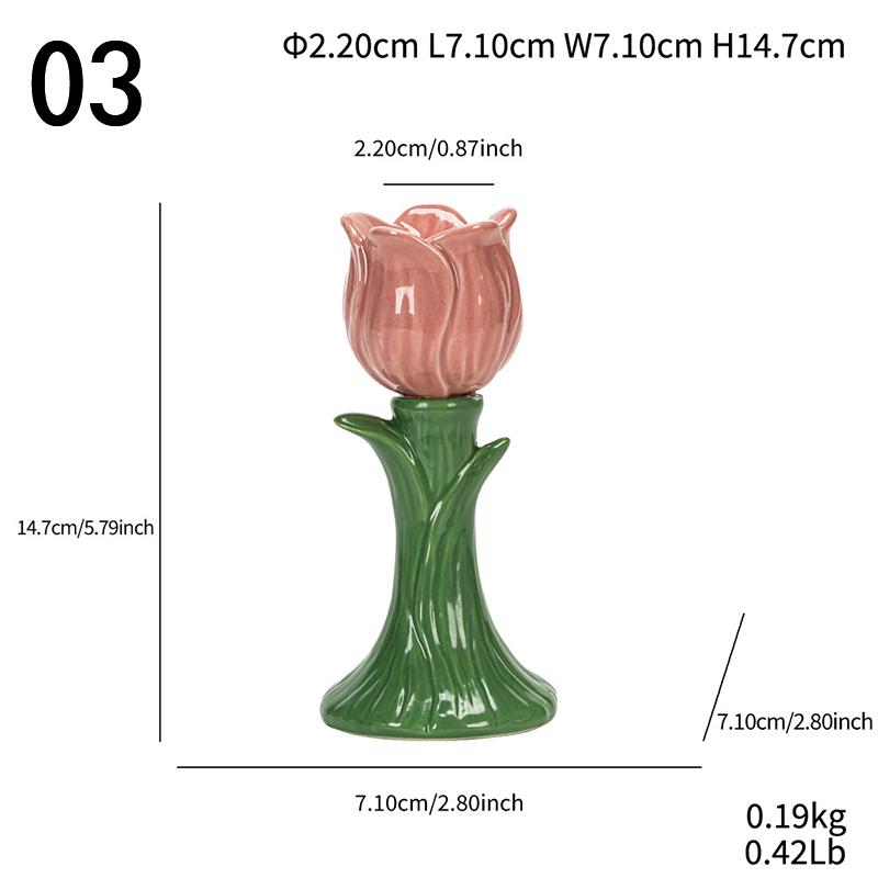 

Creative Ceramic Tulip Shaped Candlestick Multiple Colors Taper Candle Holders Decoration Party Ambience Desktop Candle Cup New розовый