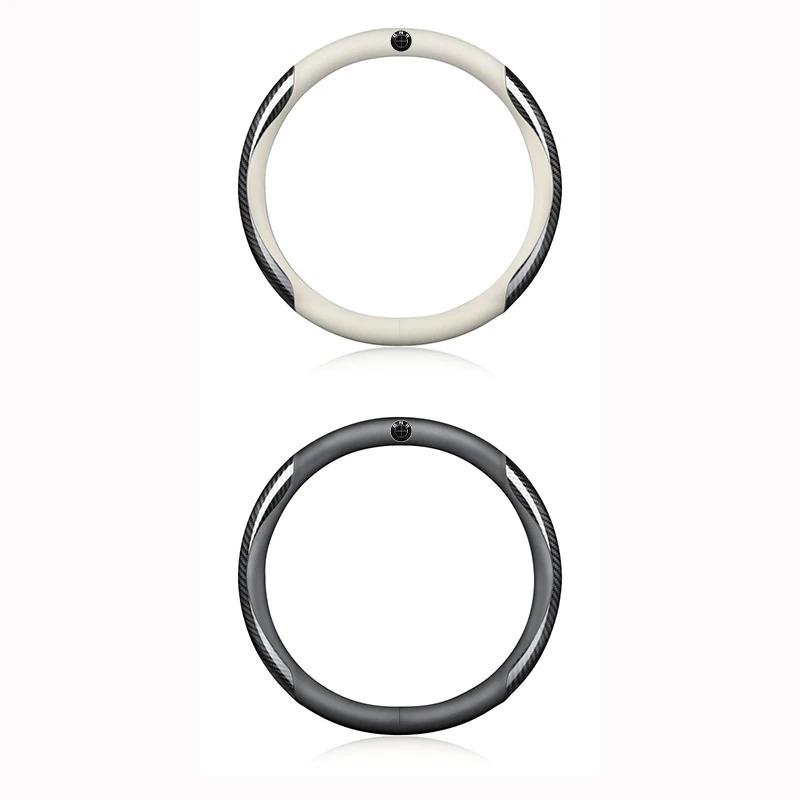 PU Leather Carbon Fiber Car Steering Wheel Cover Emblem Car Accessories For BMW 50th Kith M X1 X2 X3 X4 X5 X6 X7 E46 E90 E60 F10