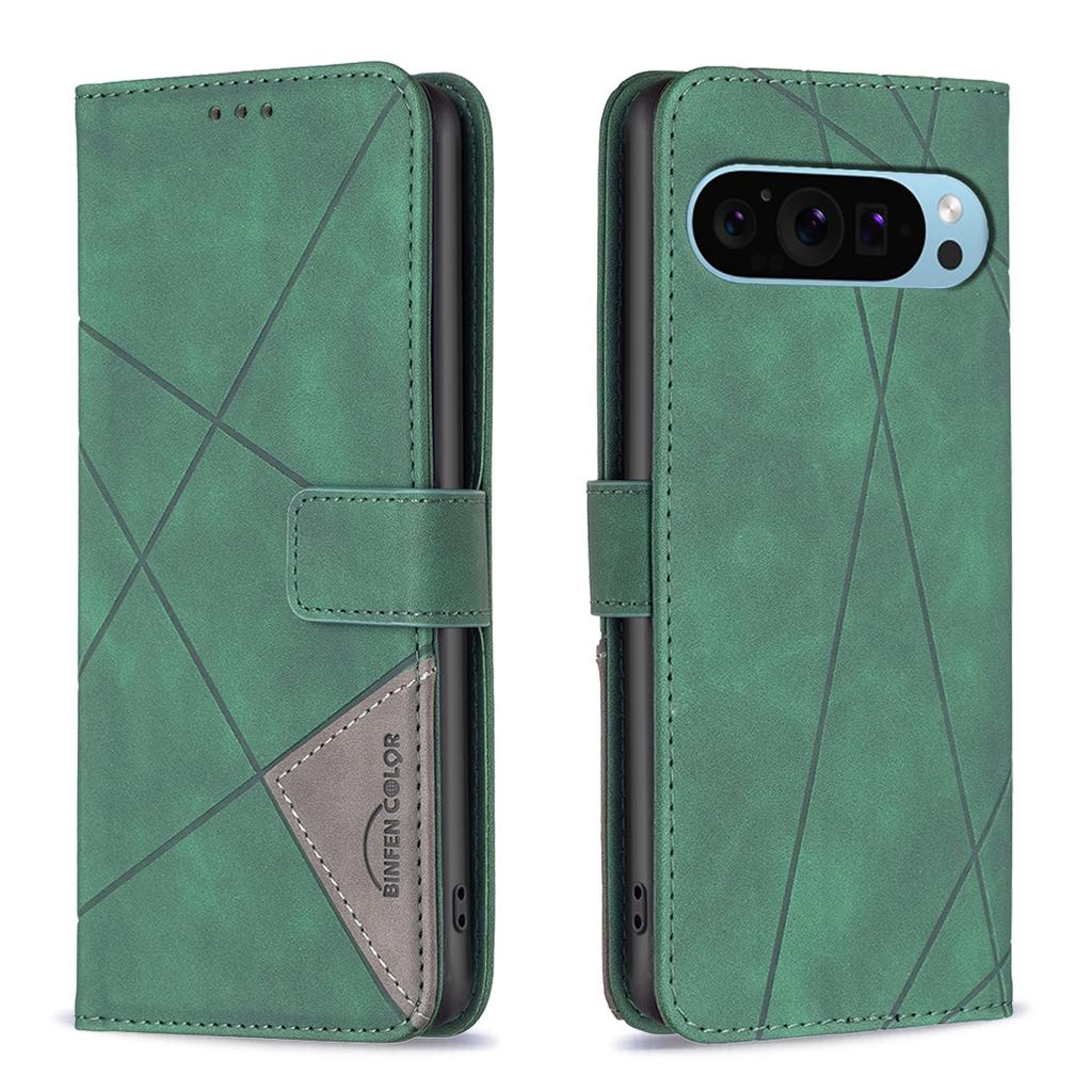 BINFEN COLOR For Google Pixel 9 Pro XL Phone Cases Wallet Stand Geometry Imprint Leather Cover