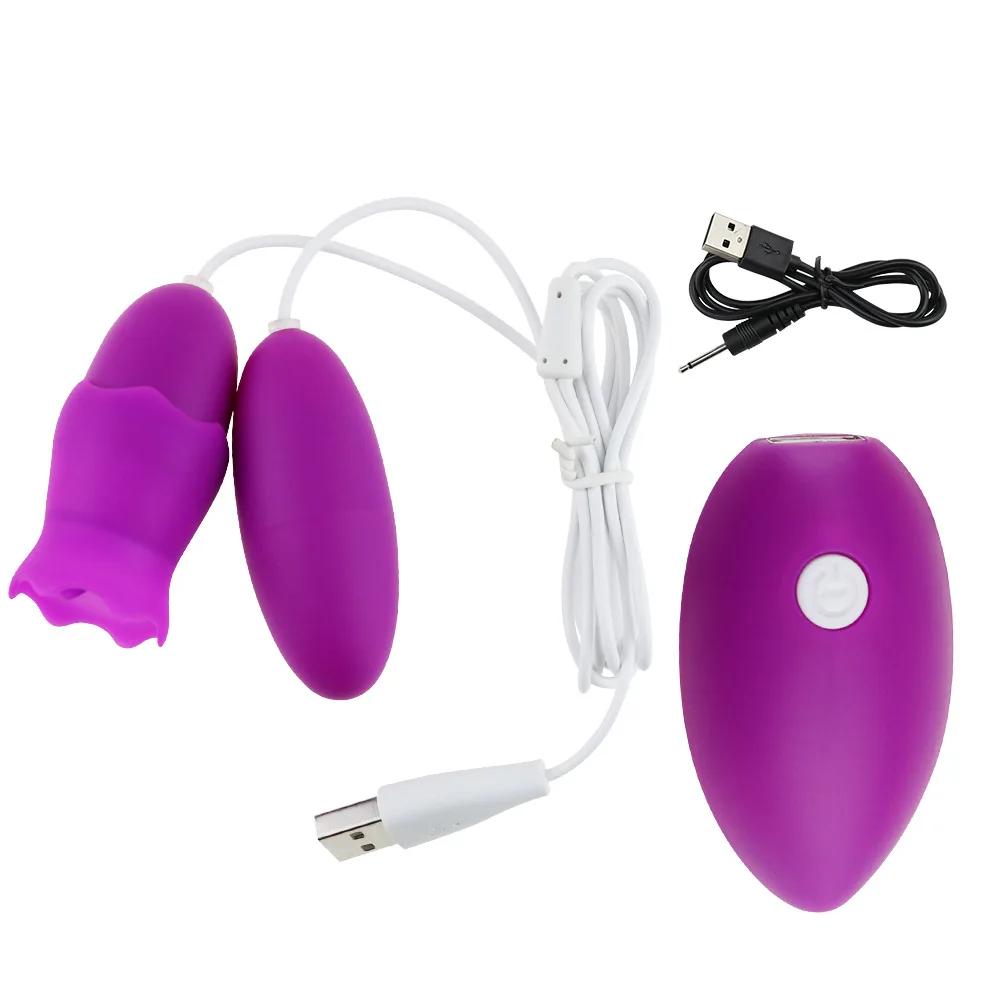 Vibrating Egg Sex Toys for Women G Spot Nipple Clitoris Stimulator Massager Vibrator Tongue Licking Jump Egg with Mouse Charging