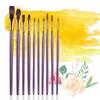 10pcs/set Purple DIY Art Supplies Watercolor Pen Nylon Hair Paintbrush Oil Painting Brush