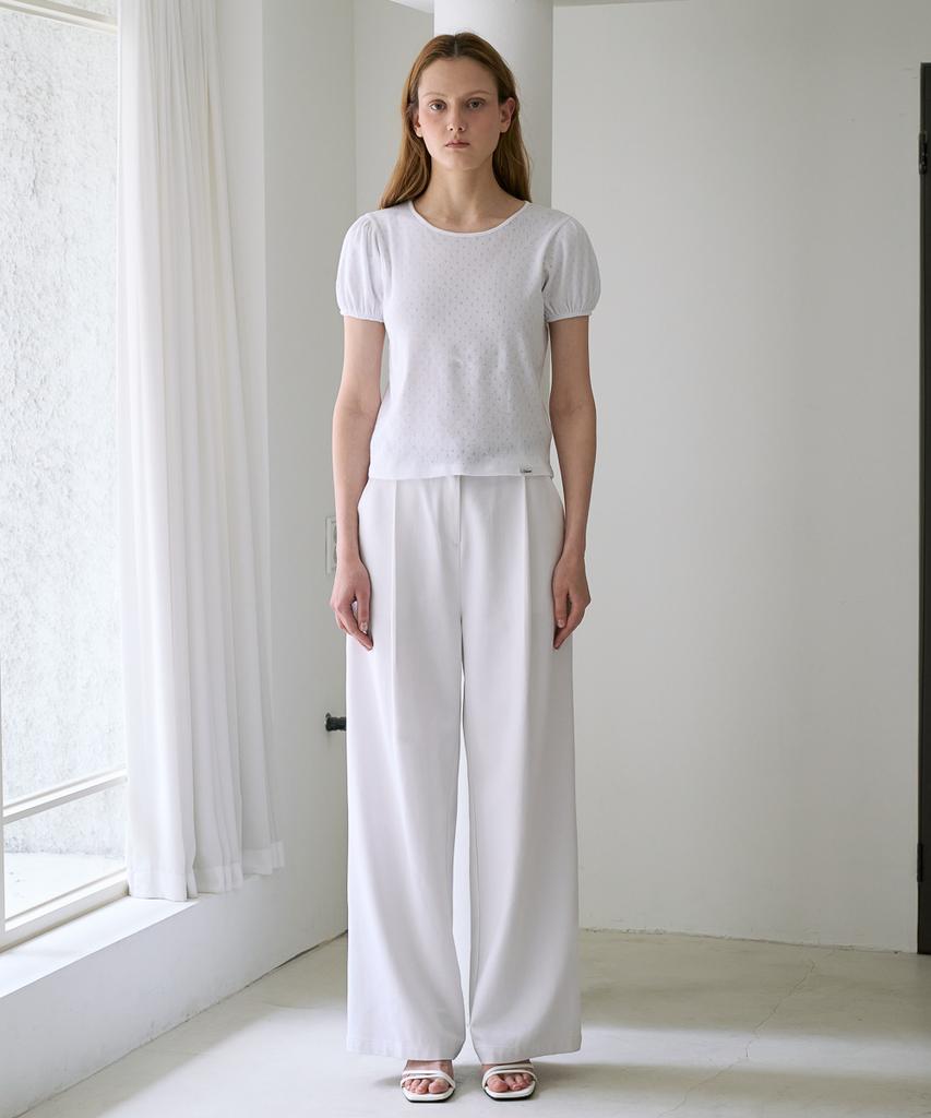 DEHEVE Label Point Puff T-Shirt [White]