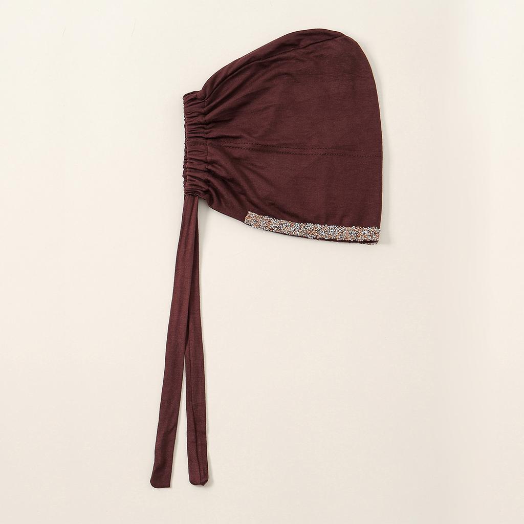 Shiny Rhinestone Hijab Muslim Inner Hijab Elastic Women Plain Solid Color Turban Undercaps Premium Soft Jersey Hijab Headband