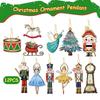 12Pcs/set Nutcracker Puppet Christmas Tree Pendant Wooden Nutcracker Soldier Hanging Pendant Noel New Year Party Home Decoration