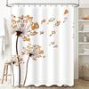 Natural Landscape Bath Shower Curtain, Ocean View Decorative Printed Fabric Bathroom Liner White and Blue Hues