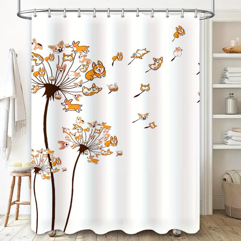 Natural Landscape Bath Shower Curtain, Ocean View Decorative Printed Fabric Bathroom Liner White and Blue Hues