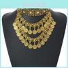 Ethnic Style Multilayer Coin Tassel Necklace With Geometric Zinc Alloy Pendant For Casual Wear