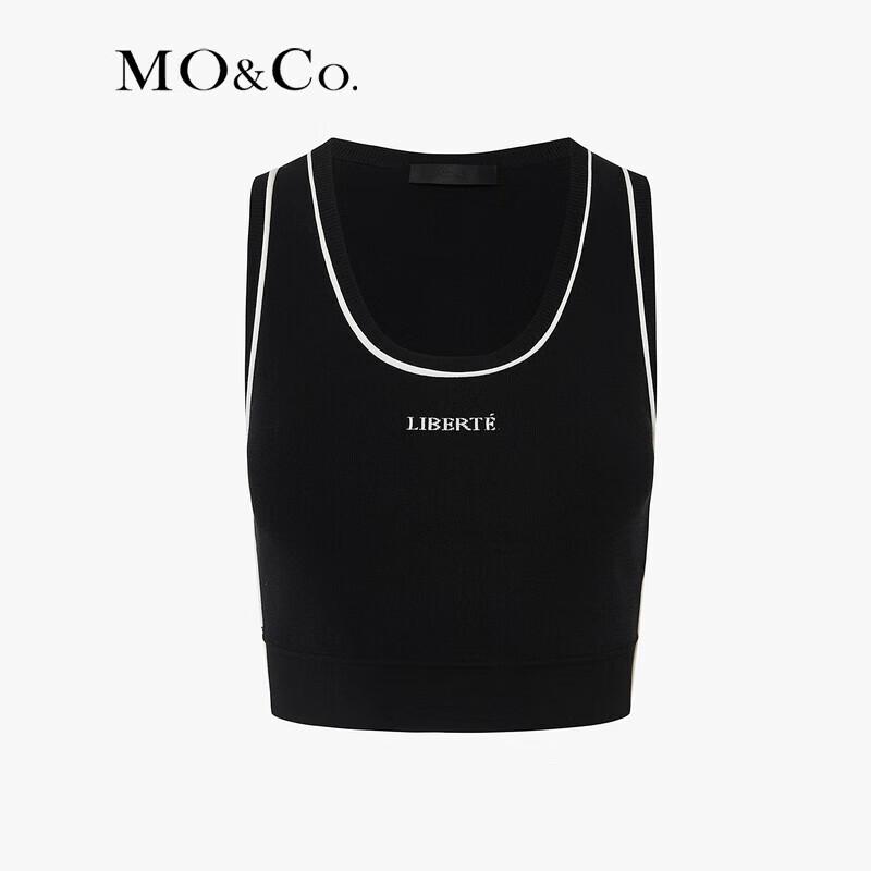 MO&Co. U-Neck Contrast Trim Knit Cropped Racerback Tank Top