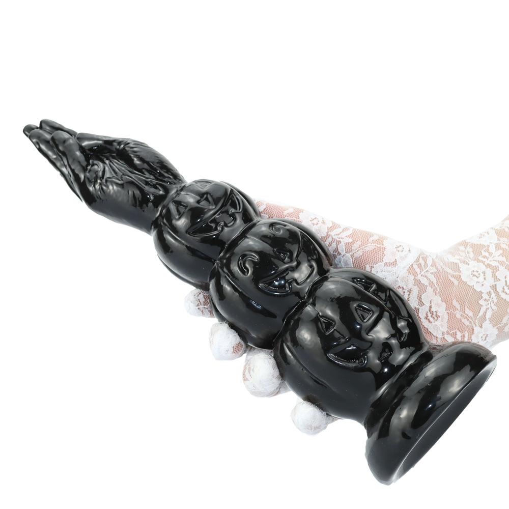 Black PVC Anal Masturbator Set Butt Plug Anal Beads Dildo for Men Women