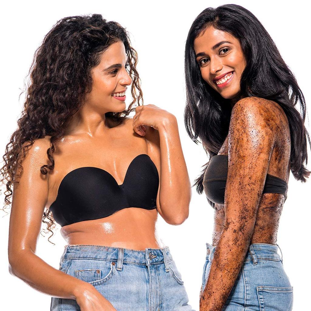 mCaffeine Esfoliante Corporal de Café 100 g E Óleo de Massagem Corporal 100 ml Conjunto Combo Polidor Esfoliante Para Pele Lisa e Radiante